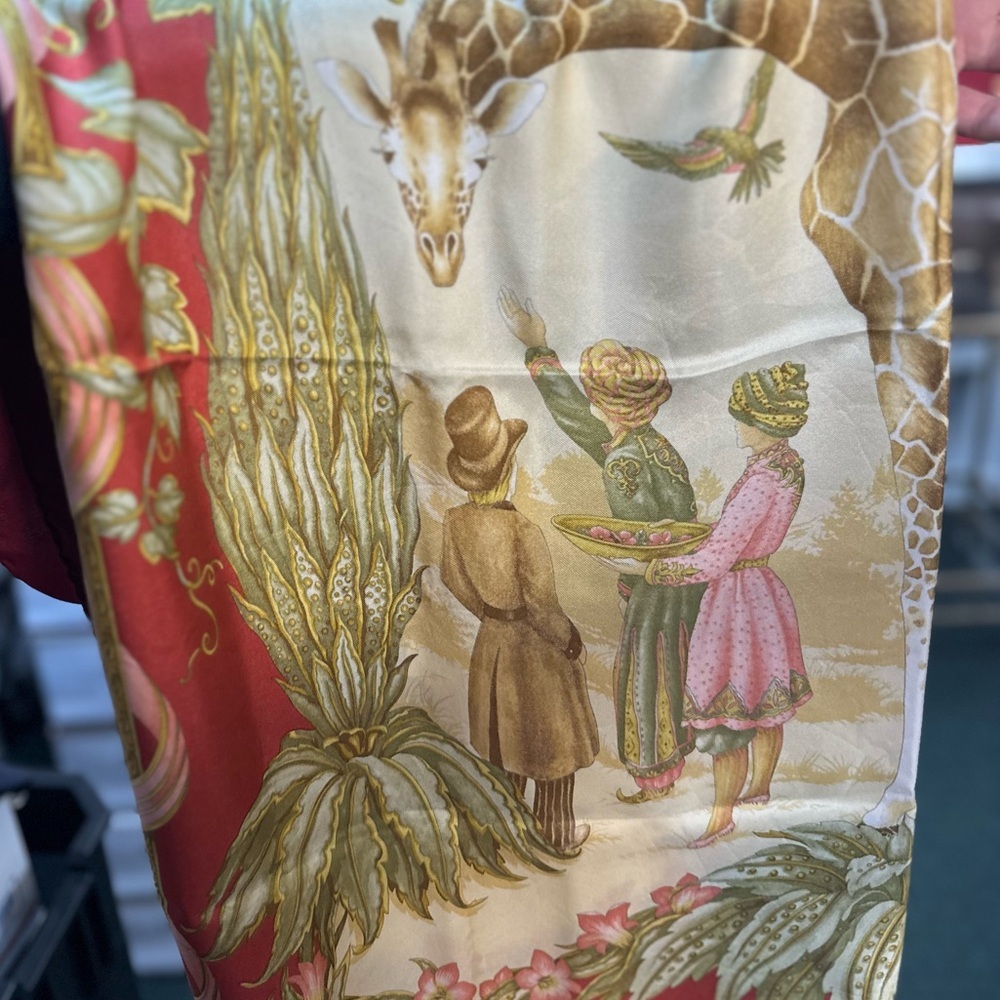 Ferragamo Giraffe Scene Silk Scarf
